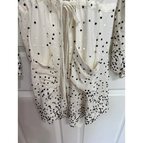 Haute Hippie NWT Ombre Dot Drape Front Trench Coat Size Large Waterfall - Picture 7 of 13